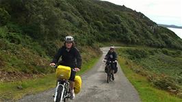 Ash and Ryan climbing the hill from Enard Bay