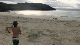 Racing down to the silver-sand beach at Achmelvich before supper