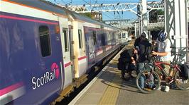 Disembarking our sleeper train at Euston Station, London