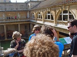 Starting our tour of the Roman Baths, Bath, with our audio guides telling us everything we need to know