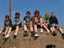 The group on a WW2 bunker at the Old Engine House, Bridgwater & Taunton canal