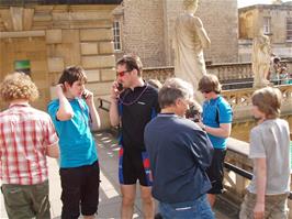 Starting our tour of the Roman Baths, Bath, with our audio guides telling us everything we need to know