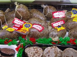 Haggis for sale in Fort William - this photo was required by Ash's parents as proof that he had crossed the border
