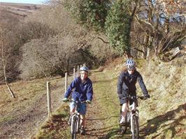 Zac and Ash on the track from Chalk Ford to Scorriton