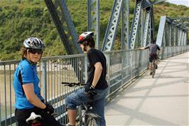 Ash, Zac and Tao on the old railway bridge near Padstow