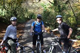 Callum, Ash and Jack on the lane to Deancombe