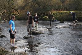 Crossing the stepping stones ndear Dartmeet
