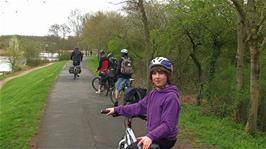 Riding through Arrow Valley Park, 1.9 miles from Redditch station