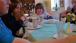 Welcome refreshments and shelter from the rain in The Marshmallow Tearooms, Moreton-in-Marsh