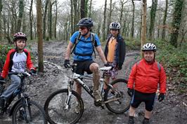 Ash plastered in mud after riding the Slalom track in Hembury Woods