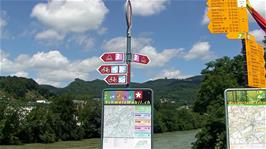 The national cycle route signs on the bridge opposite Olten rail station - we are following Route 5 today