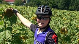 Ash with Sam the Sunflower near Fulenbach, 8.9 miles into the ride