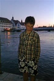 Will on an evening walk with John at Solothurn, on the River Aare