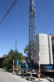 Example of a typical crane designed for home use, here used for a luxury new build on Underdorfstrasse, Mörigen, 22.5 miles into the ride