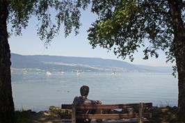 Ash enjoys the idyllic views across lake Neuchâtel 
