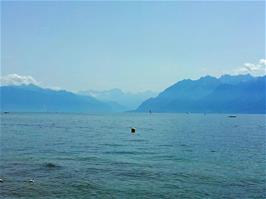 Another view to the Swiss Alps across Lake Geneva from Quai de Belgique, Ouchy