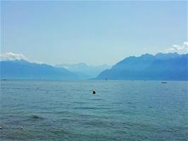Another view to the Swiss Alps across Lake Geneva from Quai de Belgique, Ouchy