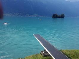 The diving board at Iseltwald Camping and Lido on Lake Brienz that provided so much fun today