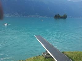 The diving board at Iseltwald Camping and Lido on Lake Brienz that provided so much fun today