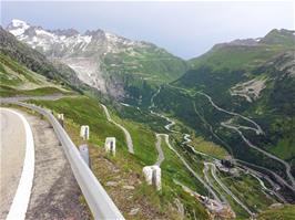 Incredible views ahead from the Grimsel Pass Overlook, to the Rhone Glacier, Furka Pass (which we will be missing out this year) and Gletsch
