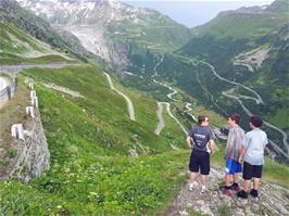 The group taking in the breath-taking scenery at Grimsel Pass Overlook