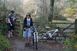 Negotiating the gate on the track to Hembury Fort - new photo for 2024