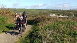 Riding the tramway track from King Edwards Mine on the approach to Camborne