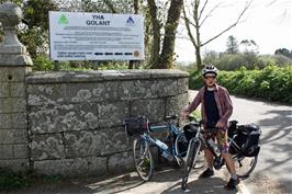 Will at the entrance to Golant Youth Hostel