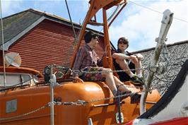 Will and Ash on the lifeboat at Charlestown