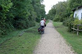 The railway path from Brockenhurst to Burley at Cater's Cottage, 11.3 miles into the ride