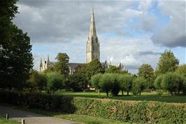 Salisbury cathedral, as seen from West Walk, Salisbury. 21.8 miles into the ride