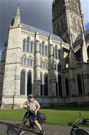 Dillan outside the Salisbury Cathedral