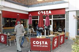 Enjoying a very welcome refreshment stop at the Costa in Old George Mall, Salisbury, 22.3 miles into the ride
