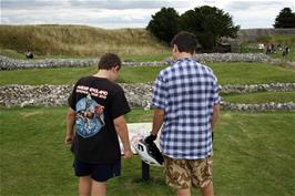 Dillan and Lawrence check out the remains of the Royal Residence in the Old Palace at Old Sarum