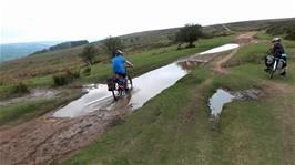Another lake to negotiate at Halsway Post - John decided to go around the edge of course!