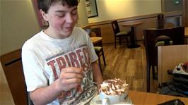 Lawrence's enormous Hot Chocolate at Costa, Minehead