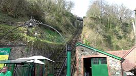 The Lynton and Lynmouth Cliff Railway station at Lynmouth