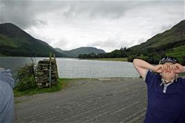 Dillan tries to wake up by Buttermere lake