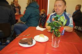 John and some of our cakes at the Scoriton Christmas Fayre