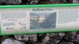 Information about Malham Cove, fixed to a wall near the cove itself