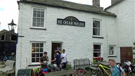 The ice cream parlour at Reeth where certain individuals were about to start a game of chess!