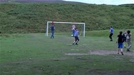 Football in the grounds of Grinton Lodge youth hostel