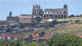 Whitby Abbey and Whitby Youth Hostel from the Cinder Trail's Larpool Viaduct over the River Esk
