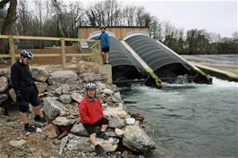 The new hydro power station by the weir at Totnes with its two Archimedes screws generating up to 350kW of electricity