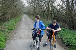 George and Dillan on the cycle path near Wells