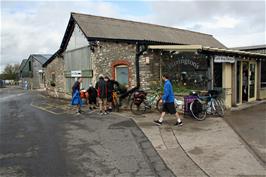 Leaving Farrington's farm shop, our lunch stop, at Farrington Gurney, 14.8 miles into the ride