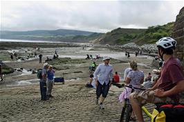 Cycling across the beach from Robin Hood's Bay to Boggle Hole