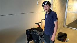 Dillan is one of the first to be ready to leave Bergen Airport