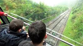 Descending the Fløibanen funicular railway, Bergen