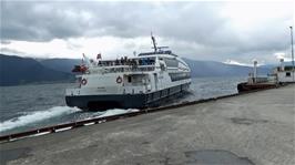 The Njord ferry departs from Leikanger